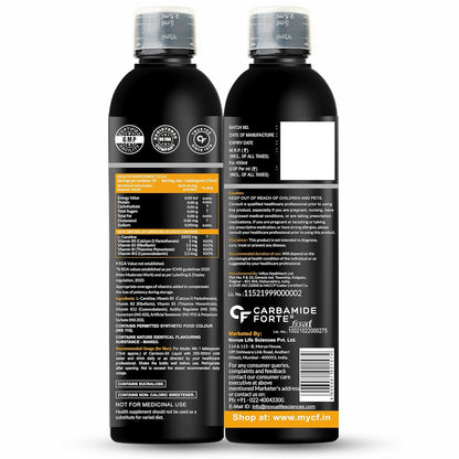 Carbamide Forte L Carnitine Liquid 3300mg | L-Carnitine Supplement For Men & Women | Liquid L Carnitine Pre Workout, Intra Workout & Post Workout Supplement With 3300 mg Per Serving With Added Vitamins | L’Carnitine Mango Flavour With 30 Servings - 450ml