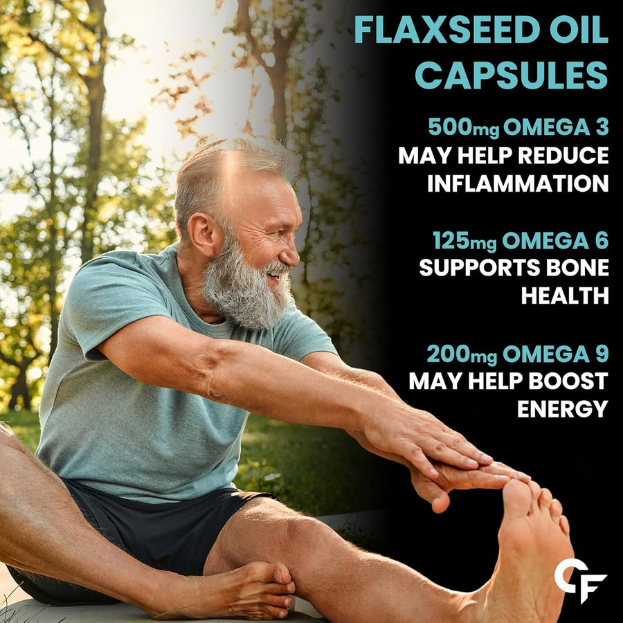 Carbamide Forte Cold Pressed Flaxseed Oil Omega 3 6 9 Capsules (1000mg) for Men and Women | Highest absorption of essential fatty acids | Supports Heart, Joints and Digestion - 120 Capsules