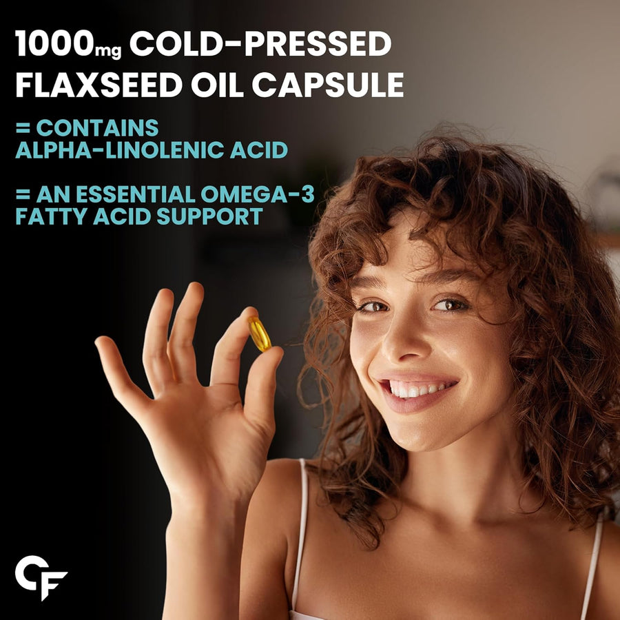 Carbamide Forte Cold Pressed Flaxseed Oil Omega 3 6 9 Capsules (1000mg) for Men and Women | Highest absorption of essential fatty acids | Supports Heart, Joints and Digestion - 120 Capsules