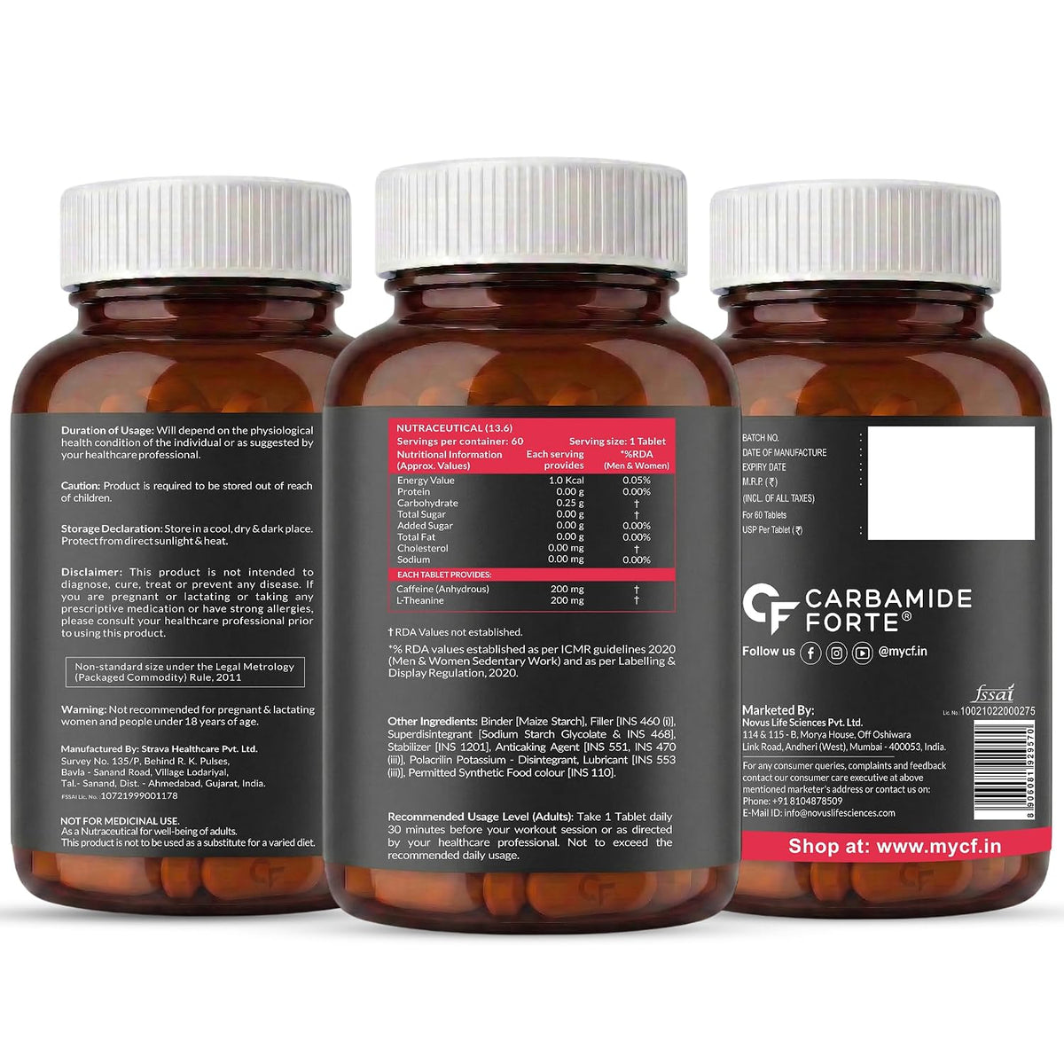 Caffeine Tablets 200mg with L-Theanine 200mg | 60 Veg Tablets