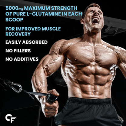 Carbamide Forte L Glutamine Powder 5000mg | L Glutamine Supplement for Men | Post Workout Muscle Recovery Supplements for Men - Unflavoured - 50 SERVINGS - 150g