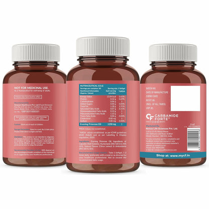 Carbamide Forte Evening Primrose Oil Capsules 1250mg For Women | 100% Pure & Cold Pressed Primrose Oil Capsules | Primosa 1250mg May Support Immunity Boost & Skin Health | Support Hormonal Balance | Hexane & Paraben Free | 60 PrimroseOil Capsule