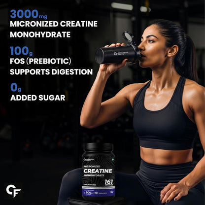 Carbamide Forte Creatine Mono hydrate Powder | Micronized Monohydrate Creatine 500gm | Micronized Monohydrate Supplement for Lean Muscle, Strength & Energy - Unflavoured - 161 Servings - 500g