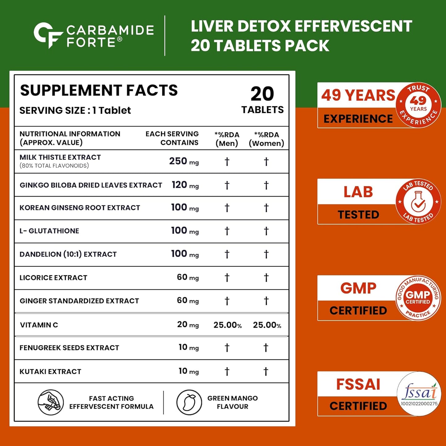 Liver Detox Effervescent Tablets for Daily Liver Health Support 20 Tablets