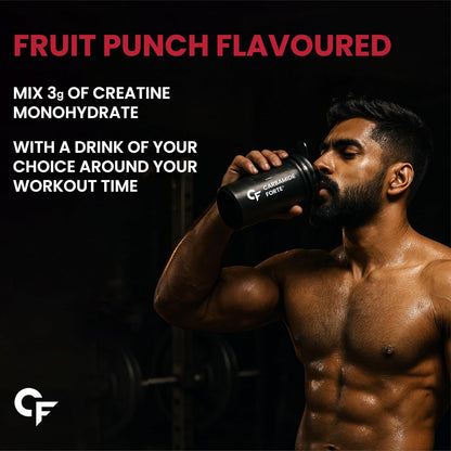 Carbamide Forte Creatine Mono hydrate Powder | Micronized Monohydrate Creatine 103gm | Micronized Monohydrate Supplement for Lean Muscle, Strength & Energy - Fruti Punch- 71 Servings - 250g
