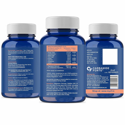 Carbamide Forte Chelated Magnesium Glycinate Tablets | 2000mg Per Serving | Magnesium Supplement Supports Muscle Recovery & Better Sleep - 120 Veg Magnesium Tablets