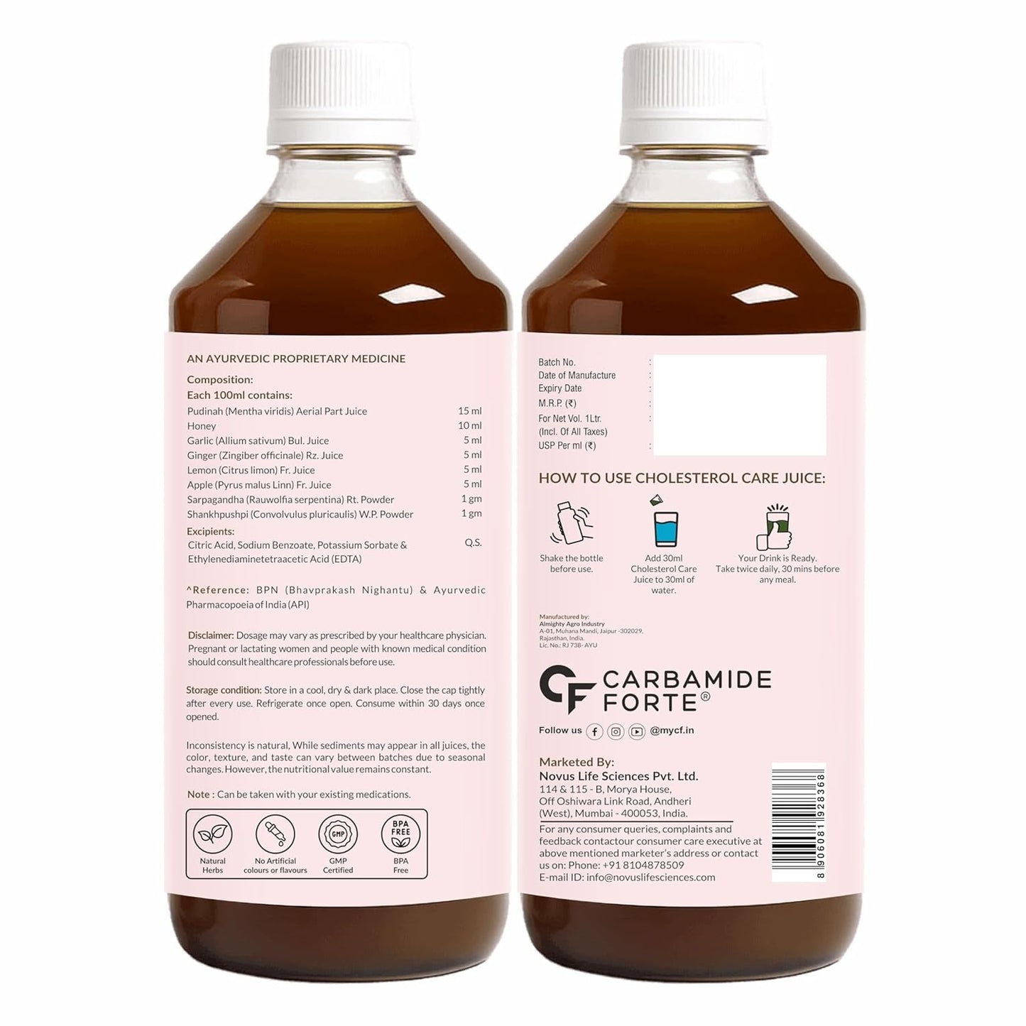 Cholesterol Care Juice – Ayurvedic Heart & Lipid Support | 1 L