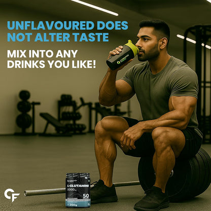 Carbamide Forte L Glutamine Powder 5000mg | L Glutamine Supplement for Men | Post Workout Muscle Recovery Supplements for Men - Unflavoured - 250 grams