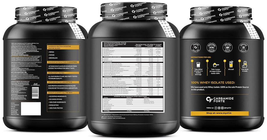 Carbamide Forte Whey Isolate Protein Powder - With Added Multivitamin & Minerals - Alphonso Mango - 2Kg