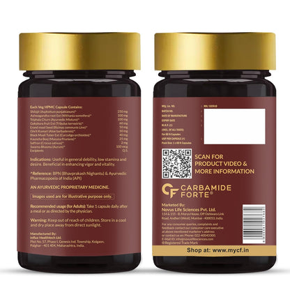 Carbamide Forte Shilajit Gold Capsules For Women With Pure Shilajeet Swarna Bhasma, Saffron & Ashwagandha | Himalayan Shilajit for Women | Shilajeet Gold Original | 60 Veg Capsules