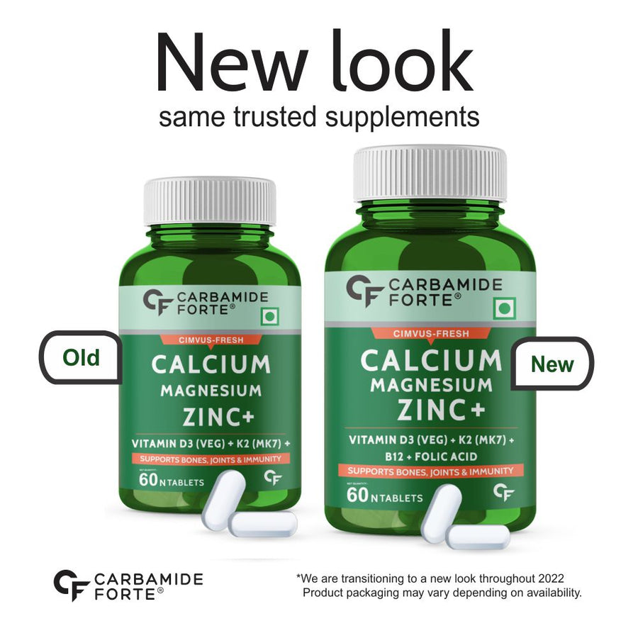 Carbamide Forte Calcium 1042mg with Magnesium, Zinc, Vitamin D,K2 & B12 | Calcium for Women & Men – 120 Veg Tablets