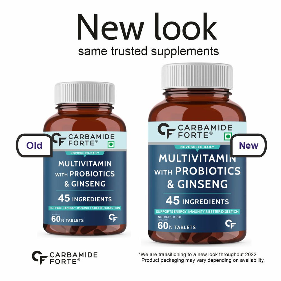 Carbamide Forte Multivitamin Tablets for Men and Women with Probiotics Supplement- 60 Veg Tablets