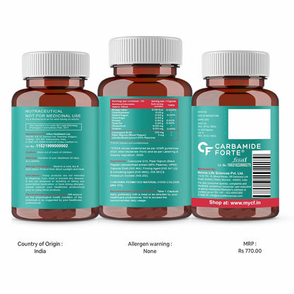 Carbamide Forte Coenzyme Q10 (Coq10 Supplement) 120Mg Supplement With Piperine 5Mg | Coq 10 120Mg Supports Heart Health & Cellular Energy 30 Capsules