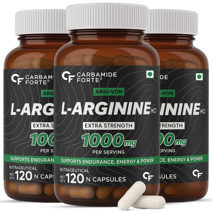 L-Arginine HCL 1000mg Supplement | 120 Capsules