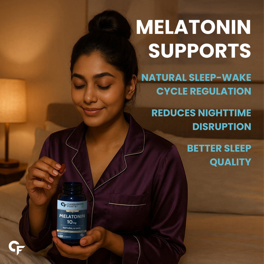 Carbamide Forte Melatonin 10 mg Pills | Sleep Supplement for Better Sleep | Melatonin Tablet for Restful Deep Sleep - 100 Veg Tablets