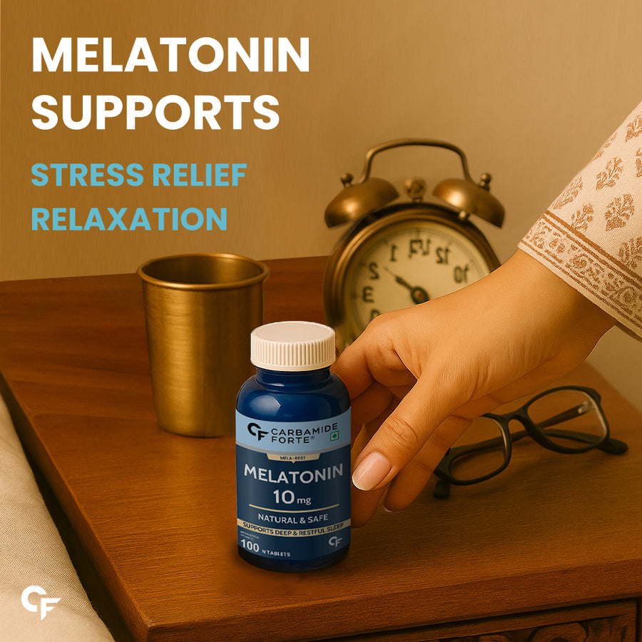 Carbamide Forte Melatonin 10 mg Pills | Sleep Supplement for Better Sleep | Melatonin Tablet for Restful Deep Sleep - 100 Veg Tablets