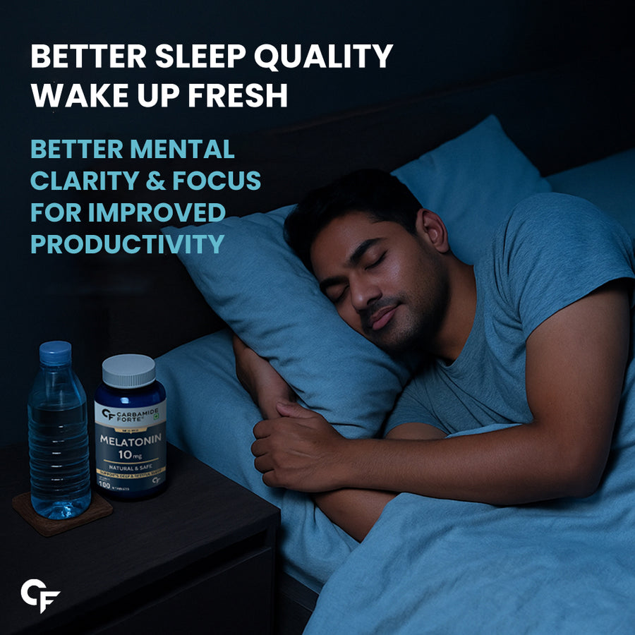 Carbamide Forte Melatonin 10 mg Pills | Sleep Supplement for Better Sleep | Melatonin Tablet for Restful Deep Sleep - 100 Veg Tablets