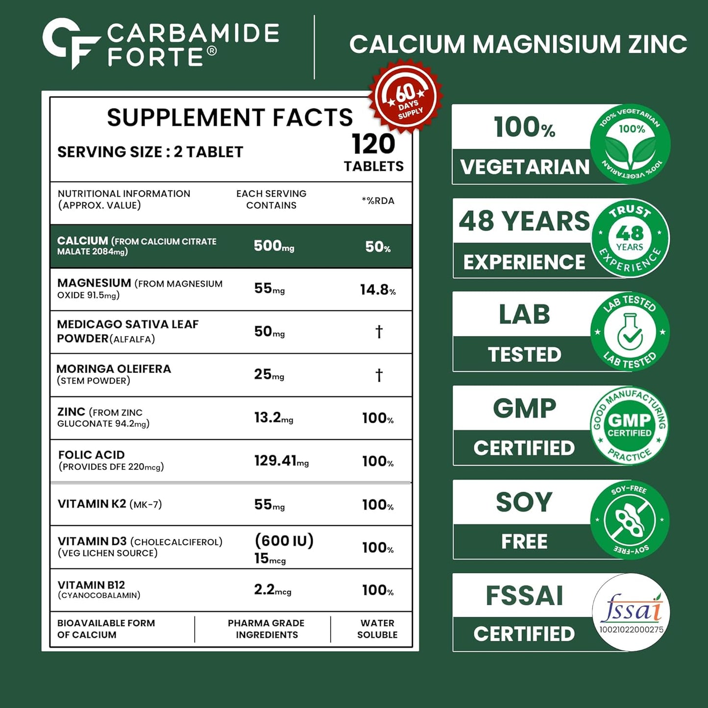Calcium Magnesium Zinc Tablets – For Bone & Joint Support (60 Tablets)