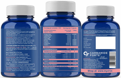 Carbamide Forte Probiotics Supplement 2.75 Billion with Prebiotics -100 Capsules