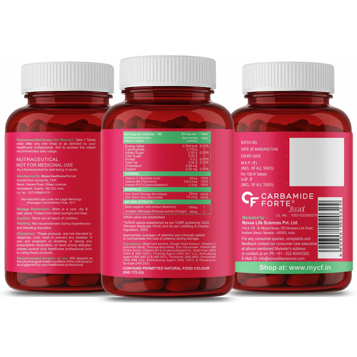 Chelated Iron with Vitamin C, B12 & Zinc – 100 Veg Tablets