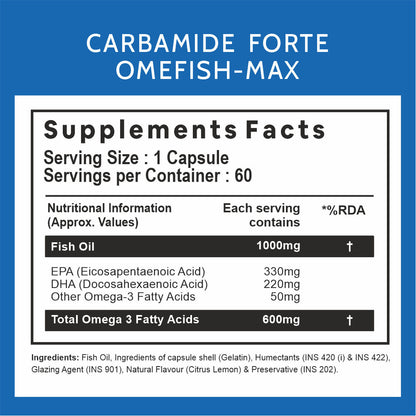 Carbamide Forte Double Strength Fish Oil 1000mg with Omega 3 600mg -60 Capsules