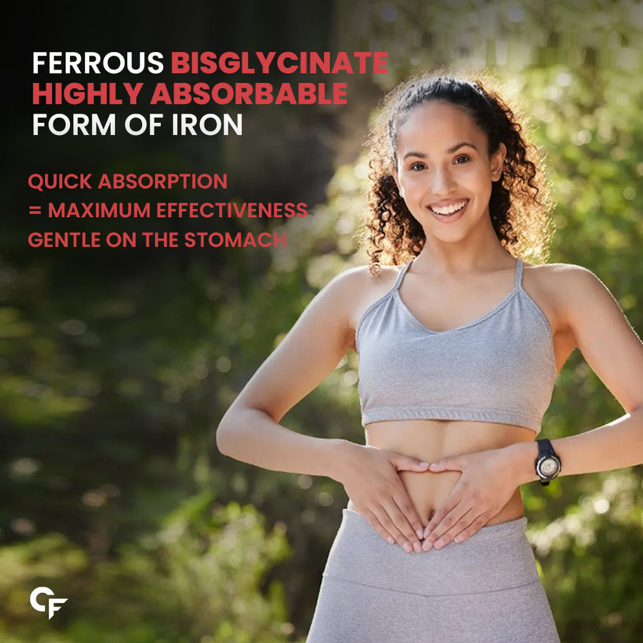 Carbamide Forte Chelated Iron Supplement for Women and Men with Vitamin C, B12, Zinc | 100 Veg Iron & Folic Acid Tablets