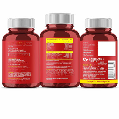 Carbamide Forte Chelated Iron with Vitamin C, B12, Folic Acid and Zn - 100 Tablets