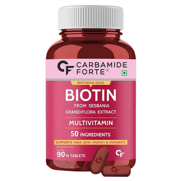 Carbamide Forte Biotin Supplement with 50 Multivitamin Ingredients for Women & Men - 90 Veg Tablets