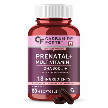 Carbamide Forte Prenatal Multivitamin for Pregnancy with 300mg DHA & 18 Ingredients - 60 Capsules