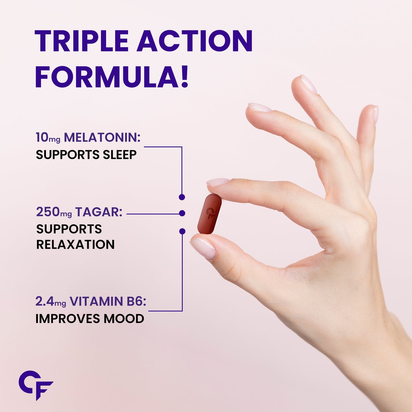 Carbamide Forte Melatonin 10 mg Sleeping Pills with Tagar 250 mg | Sleep Supplement for Men & Women | Melatonin Tablet for Restful Deep Sleeps - 60 Veg Tablets.