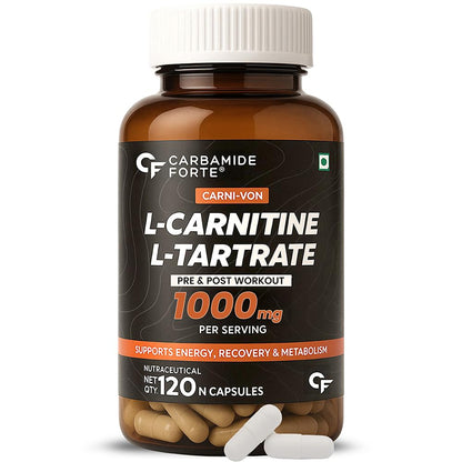 L-Carnitine L-Tartrate – 1000 mg for Energy & Fat Metabolism Support | 120 Tablets|