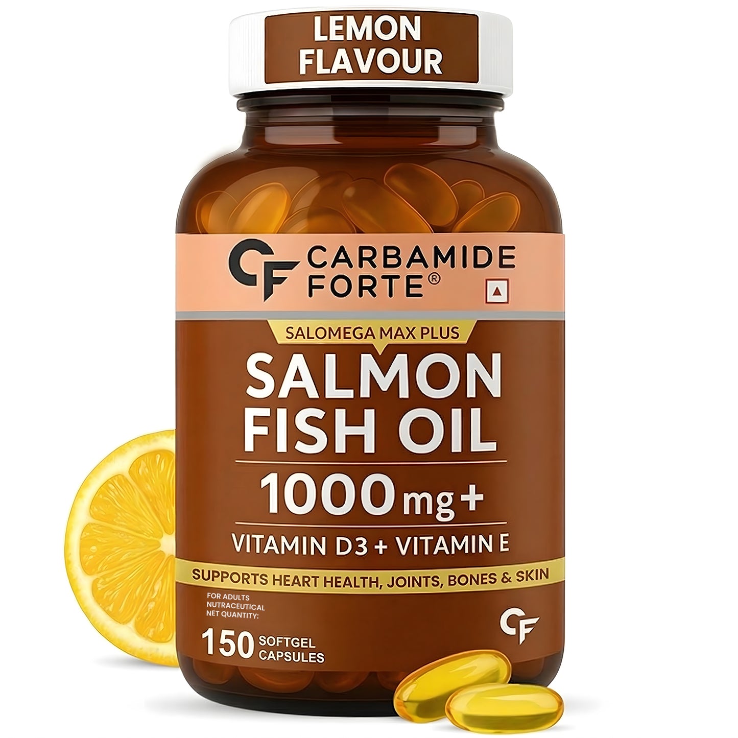 Omega 3 Fish Oil 1000mg with Vitamin D & E – Salmon Fish Oil Softgels (150 Softgels)