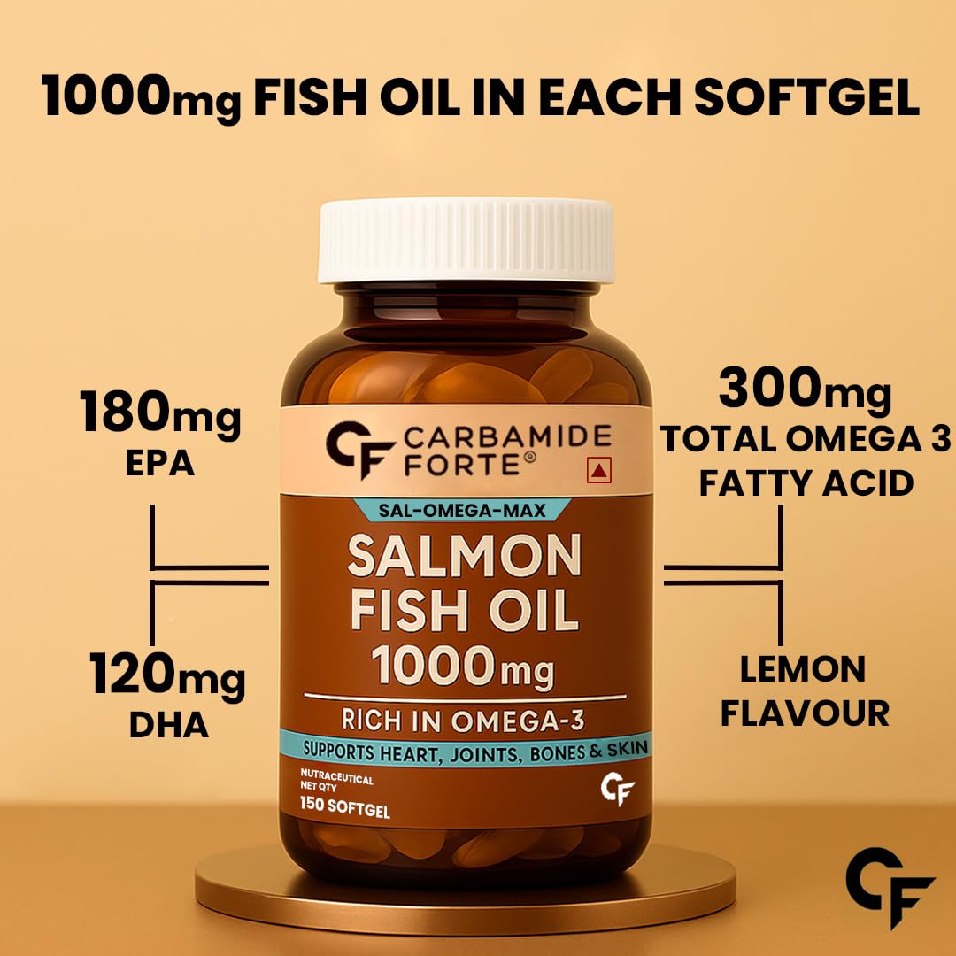 Omega 3 Fish Oil 1000mg with Vitamin D & E – Salmon Fish Oil Softgels (150 Softgels)