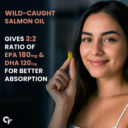 Omega 3 Fish Oil 1000mg with Vitamin D & E – Salmon Fish Oil Softgels (150 Softgels)
