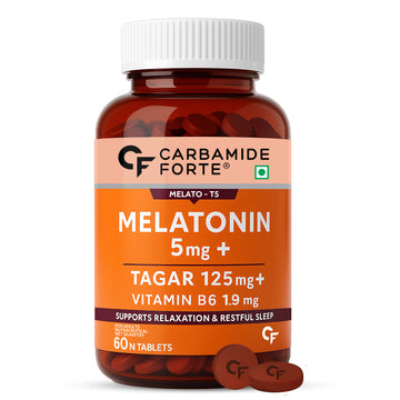 Click to see full view Carbamide Forte Melatonin 5mg Sleep Tablets – Sleeping Pills with 125mg Tagar & Vitamin B6 for Deep Sleep, Restful Nights, and Effective Sleep Dose | for Women & Men – 60 Veg Tablets