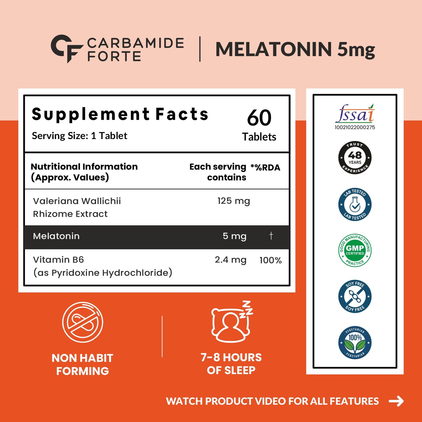 Melatonin 5 mg with Tagara – 60 Veg Tablets