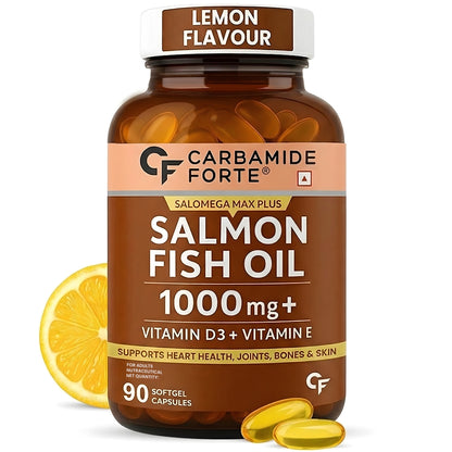 Omega 3 Fish Oil 1000mg with Vitamin D & E – Salmon Fish Oil Softgels (90 Softgels)