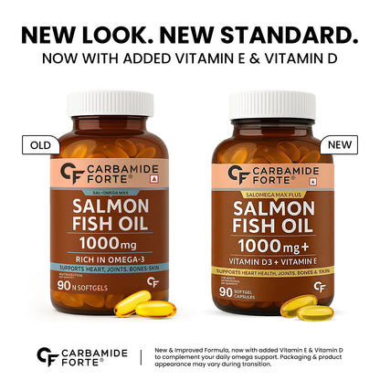 Omega 3 Fish Oil 1000mg with Vitamin D & E – Salmon Fish Oil Softgels (90 Softgels)