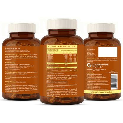 Omega 3 Fish Oil 1000mg with Vitamin D & E – Salmon Fish Oil Softgels (90 Softgels)