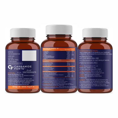 Carbamide Forte Fish Oil 2500mg- 60 Capsules| (Omega 3 1500mg; 900 mg EPA and 600mg DHA Per Serving) Capsule For Men & Women with Biotin, Vitamin D, Vitamin K2-MK7, 480 grams