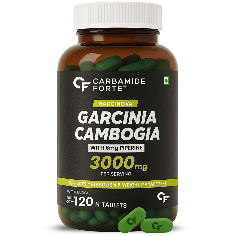 Garcinia Cambogia 3000 mg (60% HCA) – 120 Veg Tablets - Carbamide Forte - Pack of 1