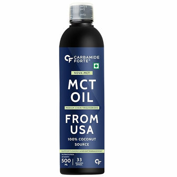 Carbamide Forte Pure MCT Oil C8 From USA | 100% Coconut Source | Keto & Paleo Friendly - 500ml Vegetarian Oil