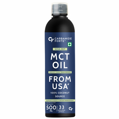 Carbamide Forte Pure MCT Oil C8 From USA | 100% Coconut Source | MCT Oil Keto & Paleo Friendly | Vegetarian – 500ml