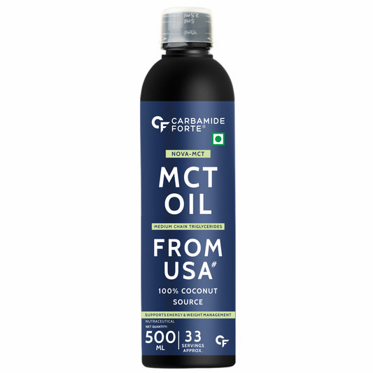 Carbamide Forte Pure MCT Oil C8 From USA | 100% Coconut Source | MCT Oil Keto & Paleo Friendly | Vegetarian – 500ml