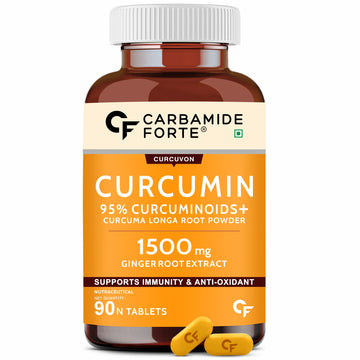 Carbamide Forte Curcumin Tablets with Piperine and 95% Curcuminoids | Anti inflammatory Supplement for Adults | With Curcuma Longa, Turmeric & Ginger Root extract | 90 Veg Curcumin Supplement