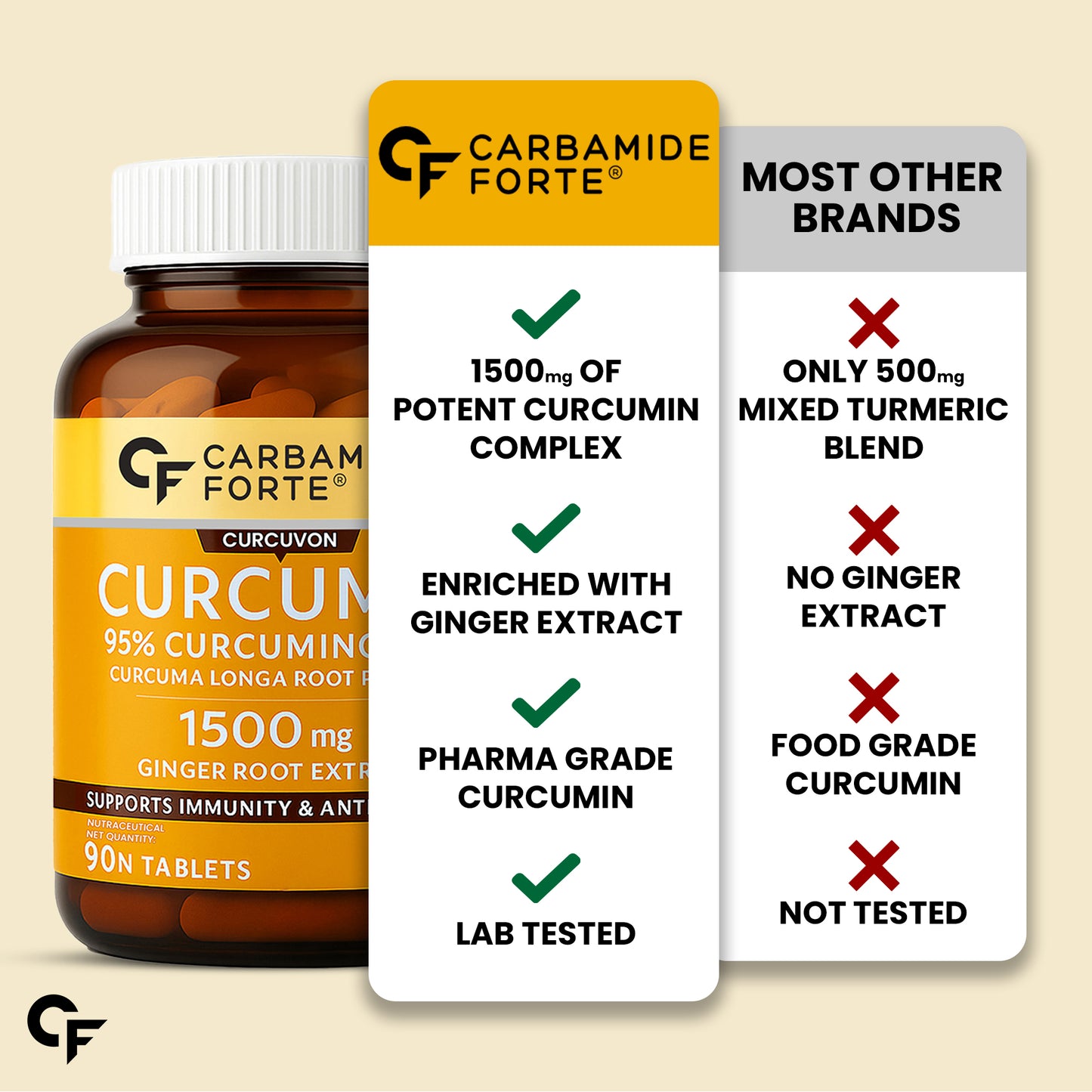 Curcumin 95% + Piperine 10 mg | 90 Veg Tablets