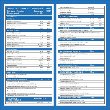 Multivitamin for Men – 67 Ingredients for Energy & Immunity (120 Tablets)