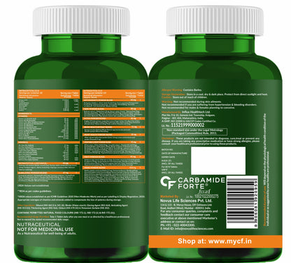 Carbamide Forte Plant Based Multivitamin Tablets for Men & Women for Immunity, Energy & Detox with 82 Ingredients like Superfoods, Greens, Vegetables, Fruits & Herbs Supplement â€“ 60 Veg Tablets