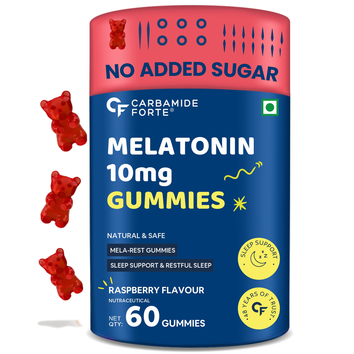 Melatonin 10 mg Sleep Gummies – 60 Count - Carbamide Forte - Pack of 1