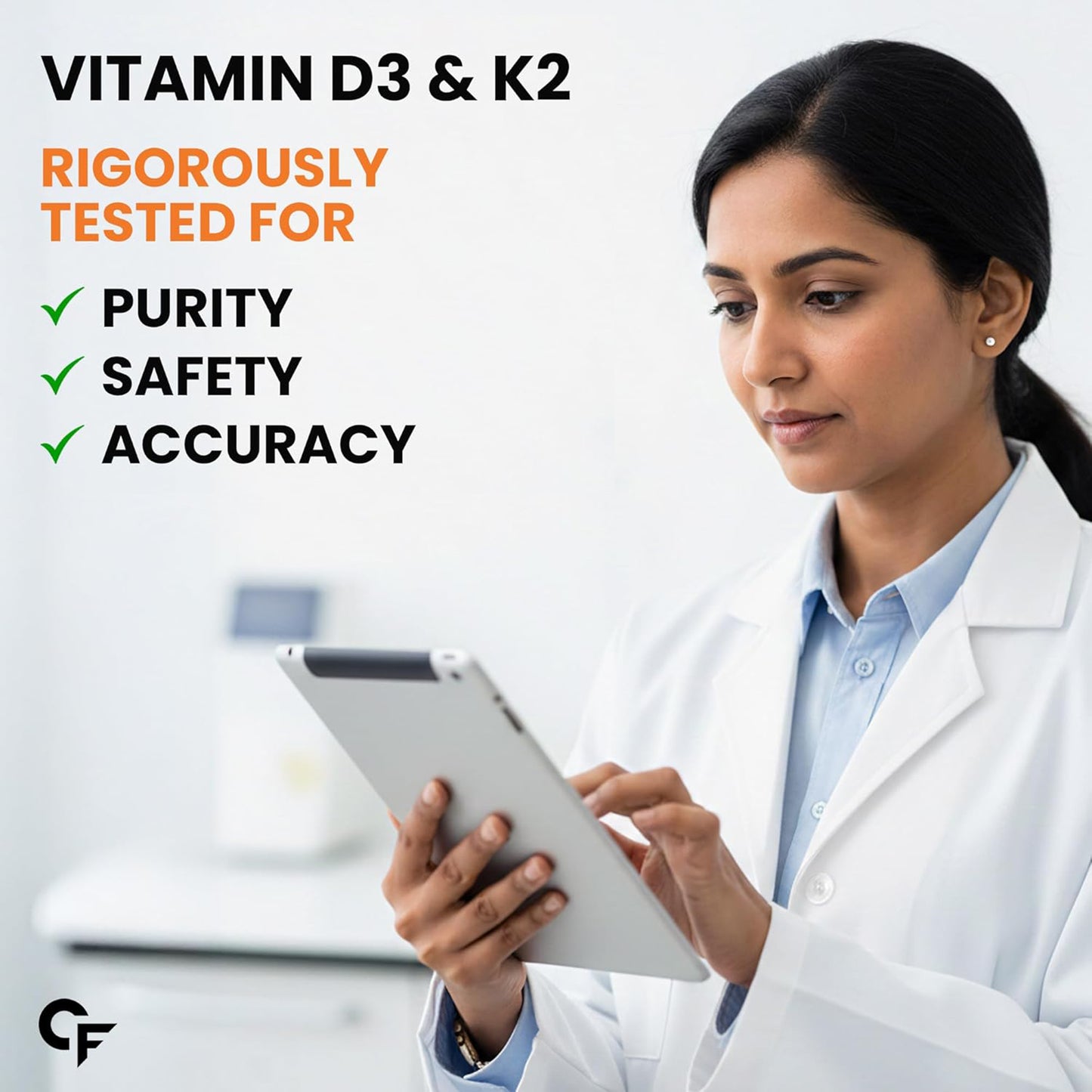 Vitamin D3 + K2 Supplement – For Strong Bones & Heart Wellness (120 Counts)